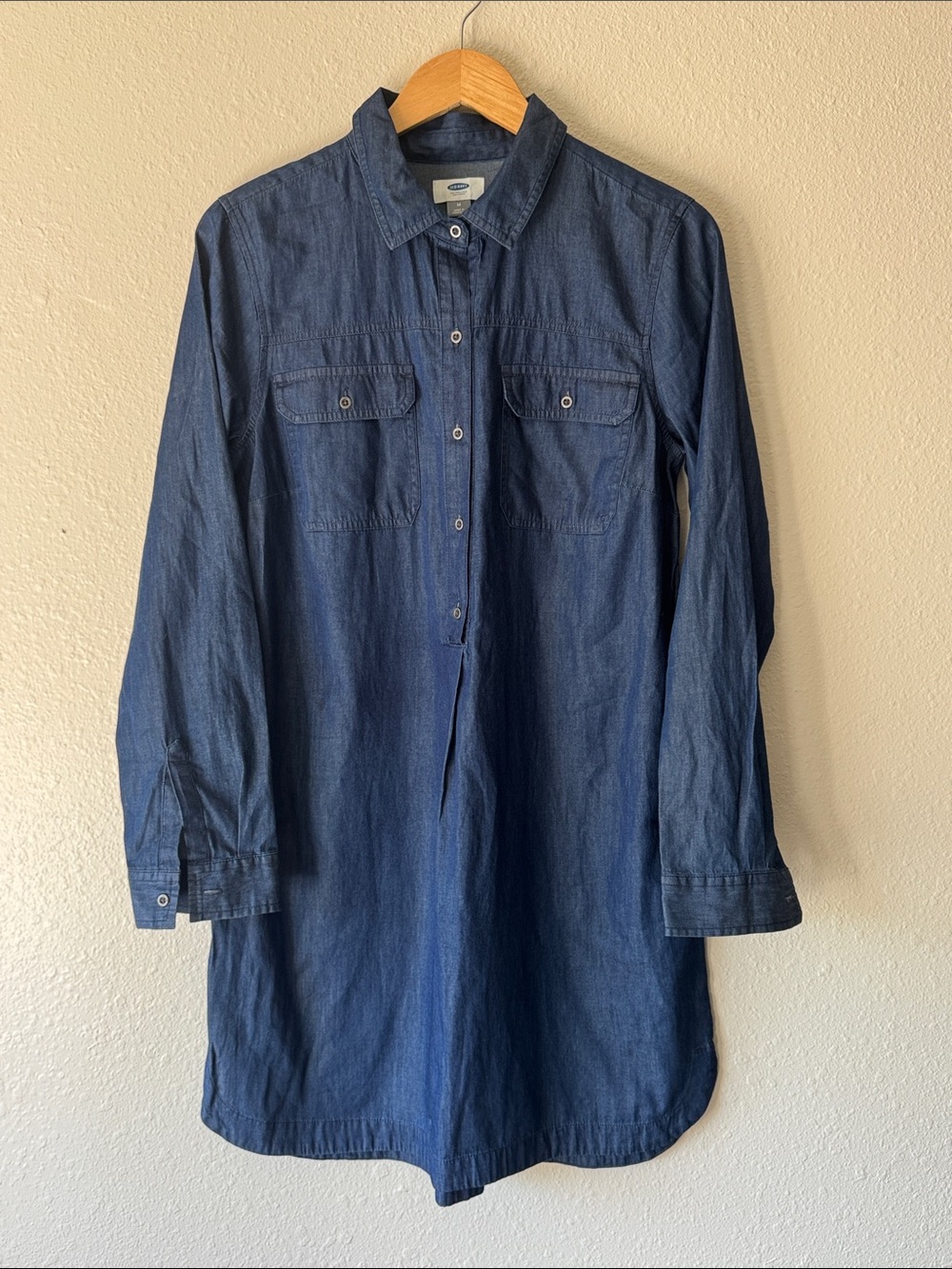 Old Navy Dark Blue Chambray Shirt Dress - Size M